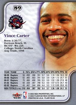 2003-04 Flair #89 Vince Carter Back