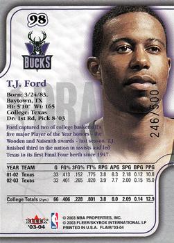 2003-04 Flair #98 T.J. Ford Back