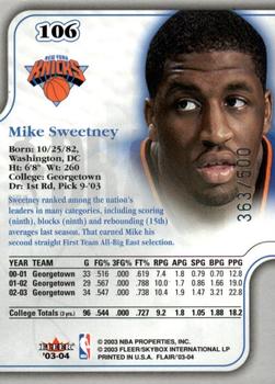 2003-04 Flair #106 Mike Sweetney Back