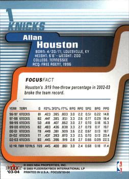 2003-04 Fleer Focus #1 Allan Houston Back
