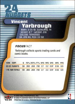 2003-04 Fleer Focus #24 Vincent Yarbrough Back