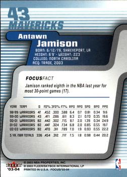 2003-04 Fleer Focus #43 Antawn Jamison Back