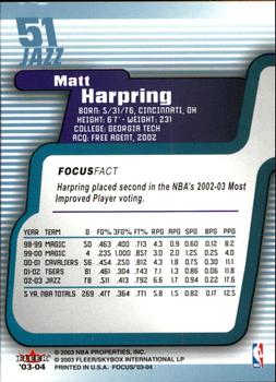 2003-04 Fleer Focus #51 Matt Harpring Back