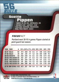 2003-04 Fleer Focus #56 Scottie Pippen Back