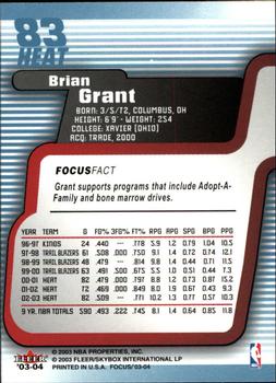 2003-04 Fleer Focus #83 Brian Grant Back