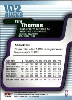 2003-04 Fleer Focus #102 Tim Thomas Back