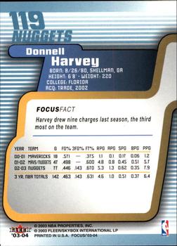 2003-04 Fleer Focus #119 Donnell Harvey Back