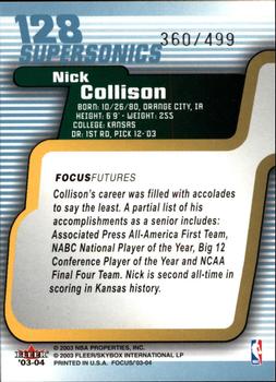 2003-04 Fleer Focus #128 Nick Collison Back
