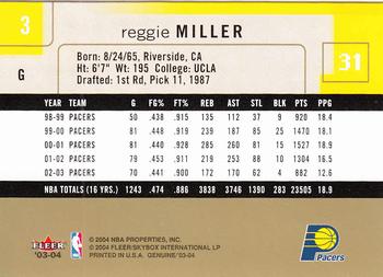 2003-04 Fleer Genuine Insider #3 Reggie Miller Back