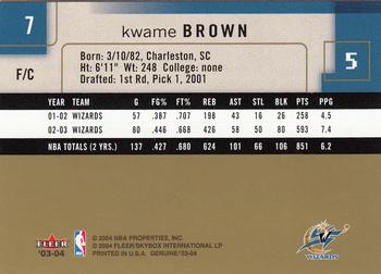 2003-04 Fleer Genuine Insider #7 Kwame Brown Back