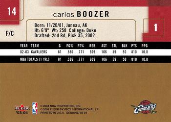 2003-04 Fleer Genuine Insider #14 Carlos Boozer Back