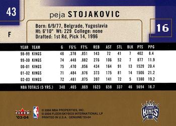 2003-04 Fleer Genuine Insider #43 Peja Stojakovic Back