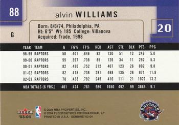 2003-04 Fleer Genuine Insider #88 Alvin Williams Back