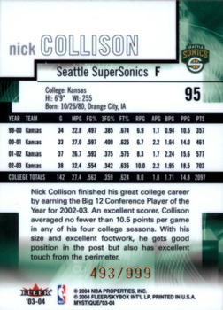 2003-04 Fleer Mystique #95 Nick Collison Back