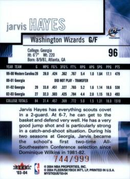 2003-04 Fleer Mystique #96 Jarvis Hayes Back