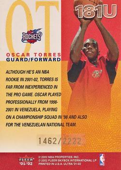 2001-02 Fleer Focus - 2001-02 Ultra Update #181U Oscar Torres Back