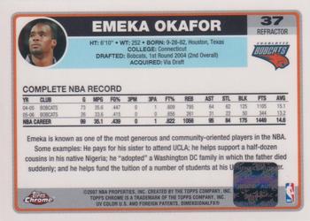 2006-07 Topps Chrome - Autographs Refractors Black #37 Emeka Okafor Back