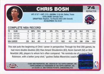2006-07 Topps Chrome - Autographs Refractors Black #74 Chris Bosh Back