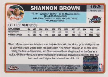 2006-07 Topps Chrome - Autographs Refractors Black #192 Shannon Brown Back