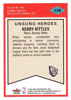 2003-04 Fleer Platinum #158 Kerry Kittles Back