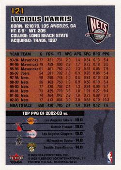 2003-04 Fleer Tradition #121 Lucious Harris Back