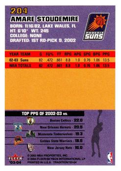 2003-04 Fleer Tradition #204 Amare Stoudemire Back