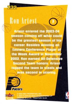 2003-04 Fleer Tradition #232 Ron Artest Back