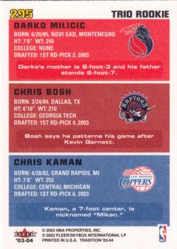 2003-04 Fleer Tradition #295 Chris Kaman / Chris Bosh / Darko Milicic Back