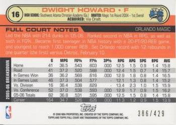 2006-07 Topps Full Court - First Day Issue #16 Dwight Howard Back