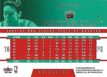 2003-04 Hoops Hot Prospects #4 Pau Gasol Back
