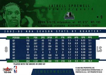 2003-04 Hoops Hot Prospects #9 Latrell Sprewell Back