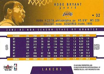 2003-04 Hoops Hot Prospects #32 Kobe Bryant Back