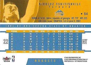 2003-04 Hoops Hot Prospects #54 Nikoloz Tskitishvili Back
