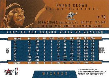 2003-04 Hoops Hot Prospects #73 Kwame Brown Back