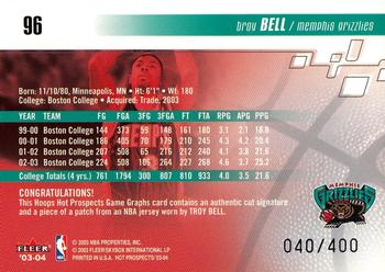 2003-04 Hoops Hot Prospects #96 Troy Bell Back