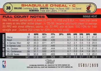 2006-07 Topps Full Court - Photographer's Proof #38 Shaquille O'Neal Back