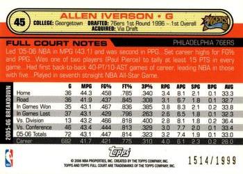 2006-07 Topps Full Court - Photographer's Proof #45 Allen Iverson Back