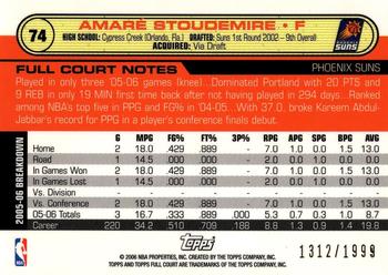 2006-07 Topps Full Court - Photographer's Proof #74 Amare Stoudemire Back