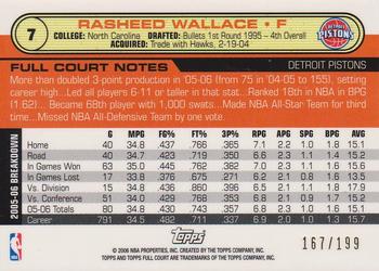 2006-07 Topps Full Court - Photographer's Proof Gold #7 Rasheed Wallace Back
