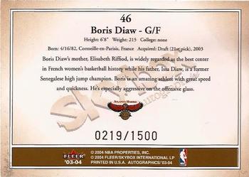 2003-04 SkyBox Autographics #46 Boris Diaw Back