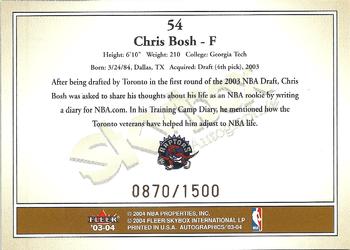 2003-04 SkyBox Autographics #54 Chris Bosh Back