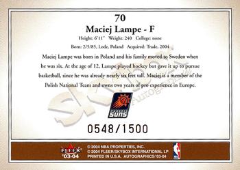 2003-04 SkyBox Autographics #70 Maciej Lampe Back