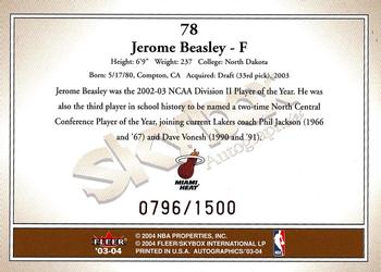 2003-04 SkyBox Autographics #78 Jerome Beasley Back