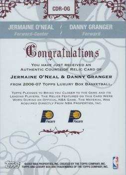 2006-07 Topps Luxury Box - Courtside Relics Dual #CDR-OG Jermaine O'Neal / Danny Granger Back
