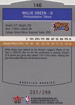 2003-04 SkyBox LE #146 Willie Green Back