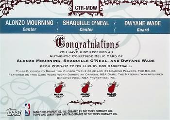 2006-07 Topps Luxury Box - Courtside Relics Triple #CTR-MOW Alonzo Mourning / Shaquille O'Neal / Dwyane Wade Back