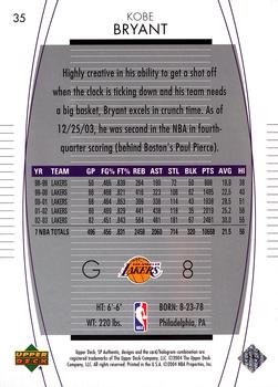 2003-04 SP Authentic #35 Kobe Bryant Back
