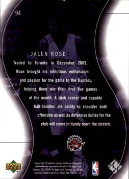 2003-04 SP Authentic #94 Jalen Rose Back