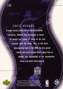 2003-04 SP Authentic #108 Chris Webber Back