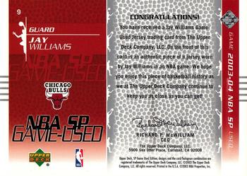 2003-04 SP Game Used #9 Jay Williams Back